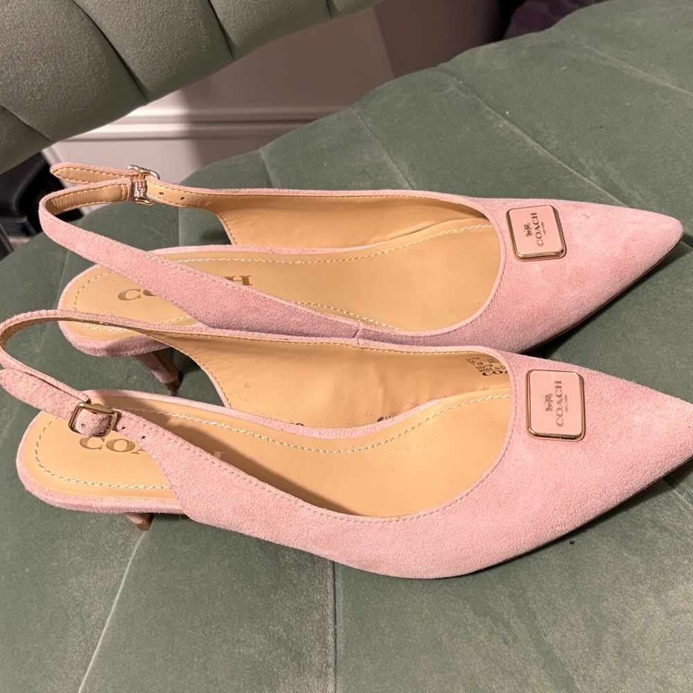 Coach Pink Suede Slingback Heels